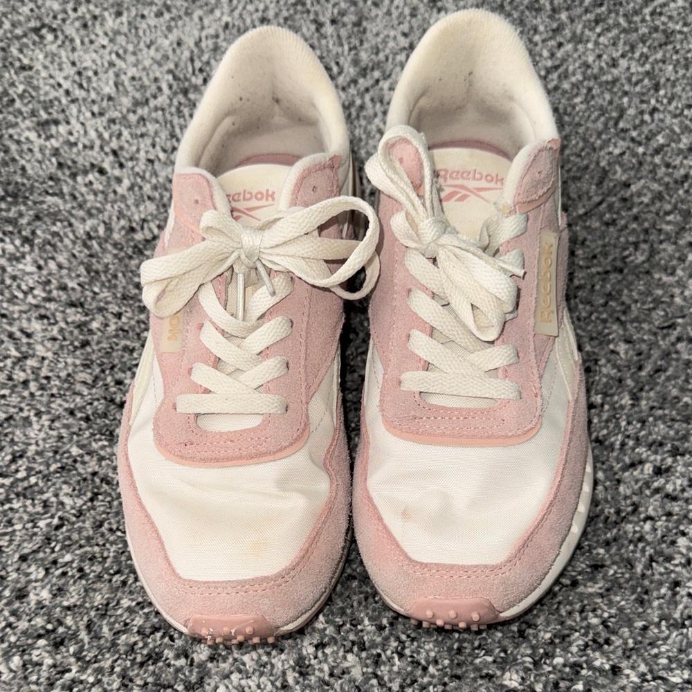 Reebok Pink and White Suede-Trim Shoes